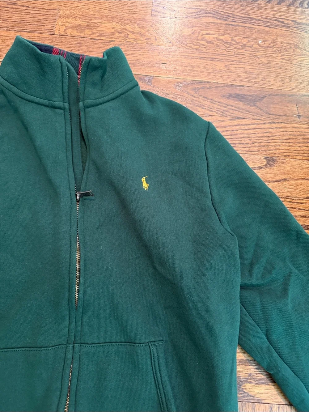 Ralph Lauren Forest Green Full-Zip Sweatshirt with Yellow Pony